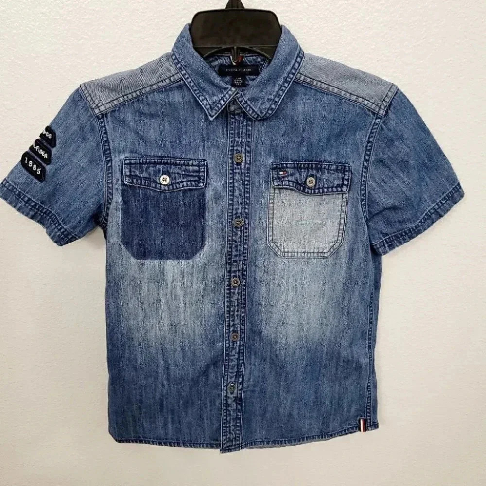 Tommy Hilfiger Boys Button Down Jean Shirt